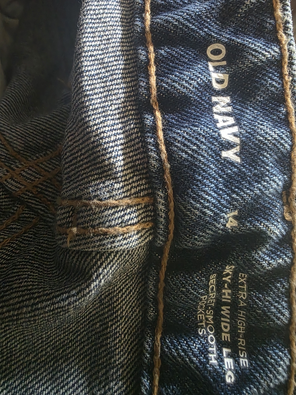 Old Navy Dark Blue Denim Jeans with Tan Stitching